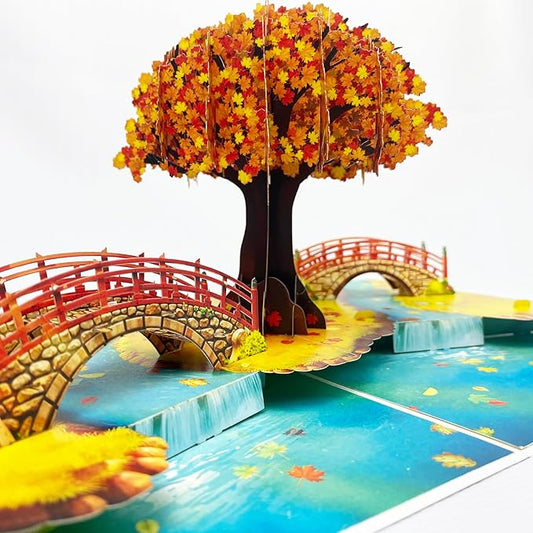 3D Pop Up Greeting Card – Handmade Maple Tree Card for Fall, Thanksgiving, Birthday, Anniversary – Laser Cut Autumn Card with Envelope – Unique Seasonal Gift for Men, Women, Friends, Family