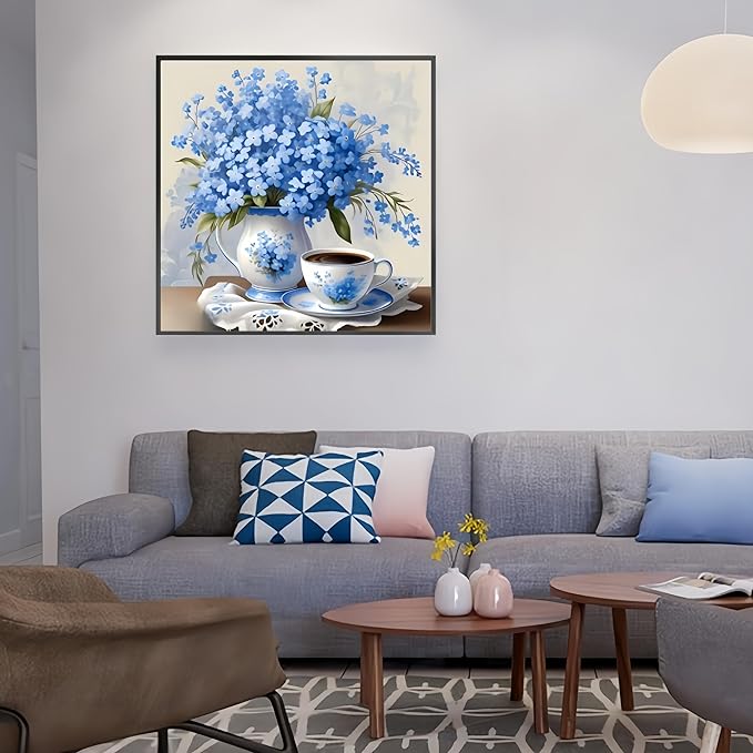 GXGLLPZBY Painting by Numbers for Adults,Flower Adult Paint by Number Kits on Canvas,5D DIY Color by Numbers for Adults Beginners,Acrylic Paint by Color Oil Painting Home Wall Decor 15.7X15.7 inch