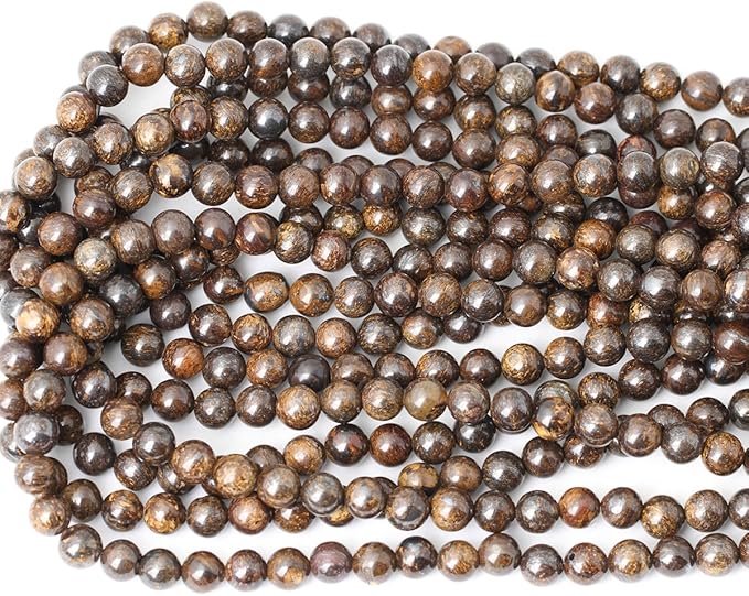 45PCS 8mm Natural Bronzite Gemstone Round Loose Beads for Jewelry Making DIY Handmade 1 Strand 15"