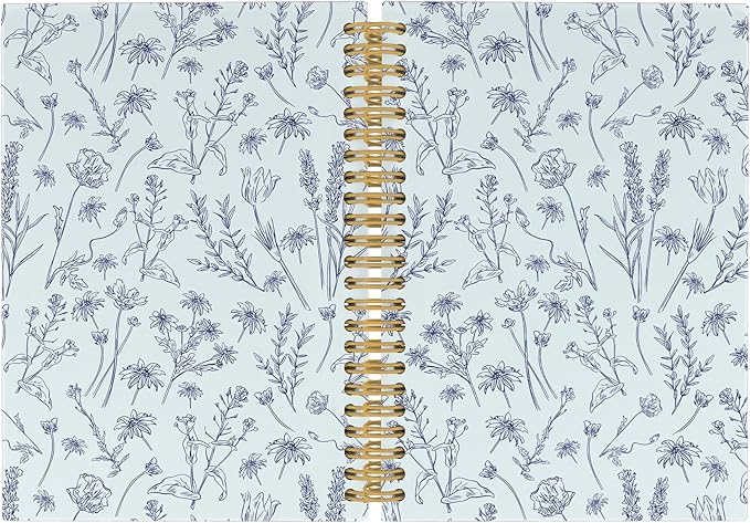 Pugwak Vintage Floral Journal Notebook - Preppy Botanical Flower Notebooks College Ruled for Work School, Gifts for Women Coworker, Office Supplies, Hardcover Spiral Notebook 5.5"x8.3"