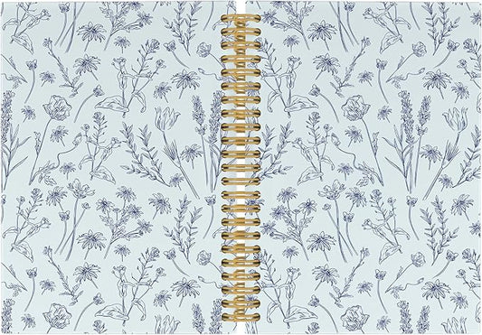 Pugwak Vintage Floral Journal Notebook - Preppy Botanical Flower Notebooks College Ruled for Work School, Gifts for Women Coworker, Office Supplies, Hardcover Spiral Notebook 5.5"x8.3"