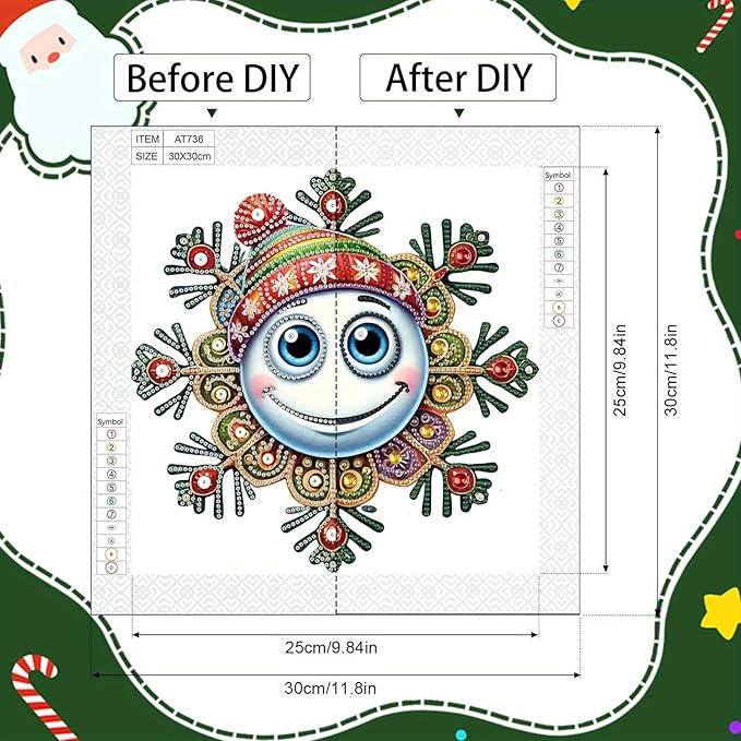 Tontut Diamond Painting Kit for Adult Beginners, Smiling Snow Globe 5D Special Diamond DIY Crystal Rhinestone Crafts for Christmas Home Wall Decoration