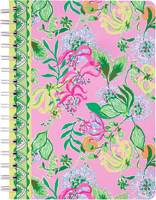 Lilly Pulitzer Hardcover Mini Spiral Notebook, 8.5" x 6.5" Small Journal with 160 College Ruled Pages, Via Amore Spritzer