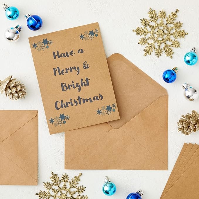 Best Paper Greetings Blank A7 Note Cards & Envelopes Set - Kraft Paper Stationery & Blank Cards and Envelopes - DIY Paper Crafting Supplies & Letter Writing Stationery - 5x7 In, 50-Pack, Brown Kraft