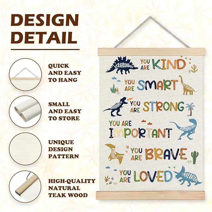 Luvadian Inspirational Dinosaur Poster Hanger Frame - Dinosaur Decor for Boys Room, 12x16 Inches