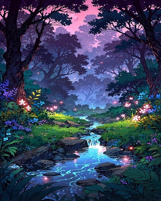 Mosaflare Paint by Numbers for Adults Beginner, Forest Rivulet Adult Paint by Number Kits on Canvas, DIY Landscape Acrylic Oil Easy Painting by Numbers for Home Wall Decor 16X20 inch (Without Frame)