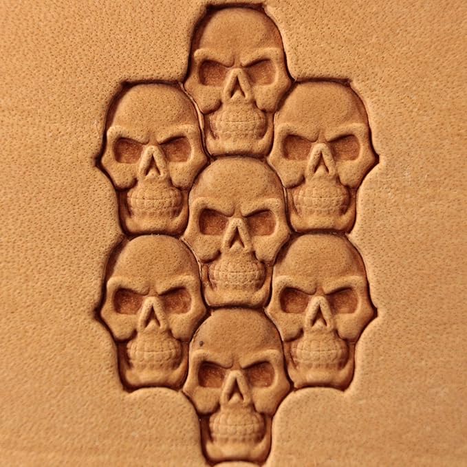 DandS ltd Leather Stamp Tool, Skull, Professional Steel Craft Tool for Leatherworking, Embossing, Carving & Stamping Leather Projects, Belts Wallets & DIY Projects Compatible with Mallet #375