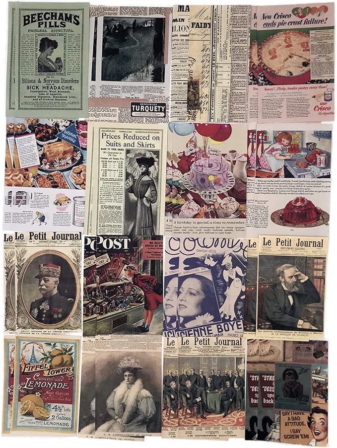 200PCS Vintage Scrapbooking Supplies Kit for Journaling,Bullet Journals Junk Journal Planners Aesthetic Cottagecore Room Decor Wall Art Collage Album (Retro Memory)