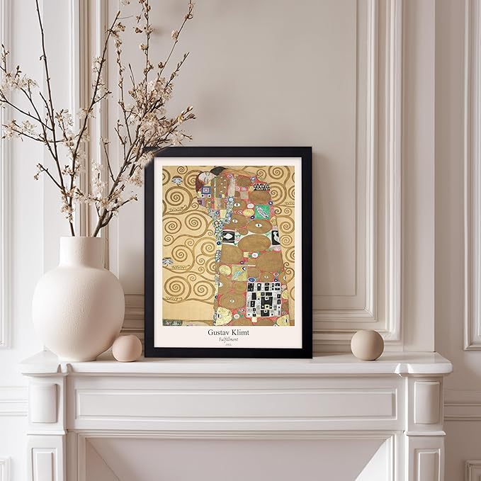 Poster Master Vintage Gustav Klimt Poster - Retro Fulfillment Print - Art Nouveau - Abstract Art - Symbolism Art - Aesthetic Art - Classic Painting - Living Room Wall Decor - 11x14 Black Framed