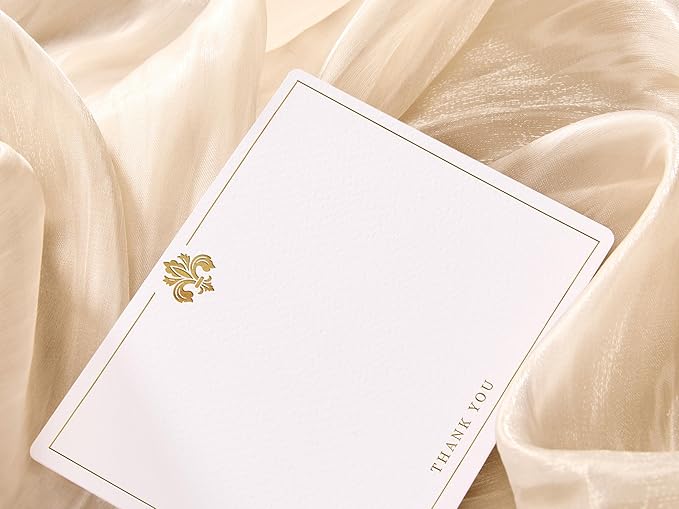 20 Pack Thank You Cards with Envelopes, 4.25×5.5 Inch Single Layer Thank You Notes, Gold Foil Debossed Thank You Cards with V-Shape Gold Foil Envelopes, Blank Inside for Wedding Baby Shower Business