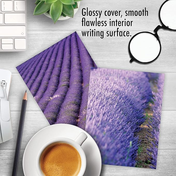 The Best Card Company - 10 Blank Note Cards with Flowers for Women (4 x 5.12 Inch) - Floral Notecards, All Occasion Boxed Assortment - Lavender Fields Forever M2017