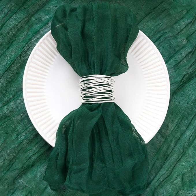 30 Pack Emerald Green Cheesecloth Napkins Christmas Green Cloth Napkins Set of 30 Holiday Dinner Napkins Bulk 21x21 Inches for Wedding Bridal Shower Baby Shower Xmas Parties
