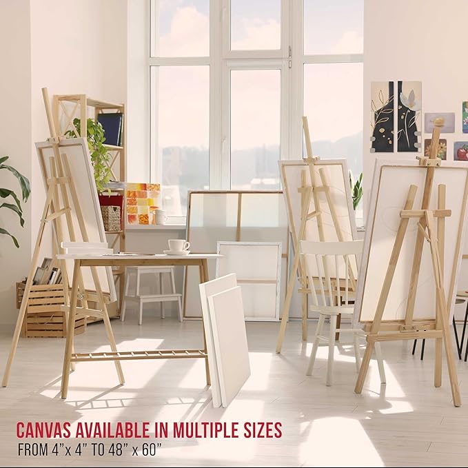 U.S. Art Supply 5-Pack Bulk Stretched Canvas for Painting 4 x 4 inch, Gallery Depth 1-1/2" Profile - 12oz Acrylic Gesso Triple Primed, Professional Artist Quality, 100% Cotton - Oil, Pouring Paint