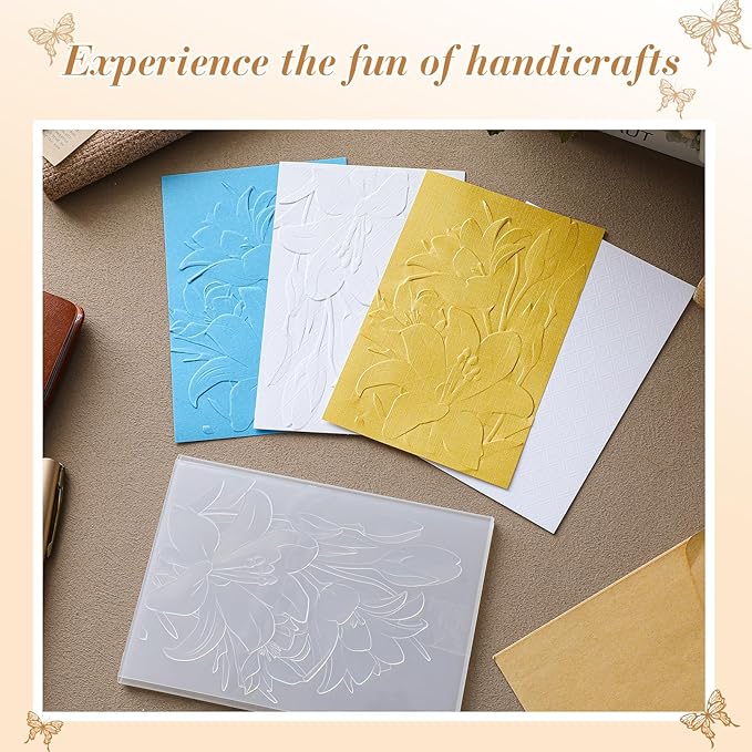 Geiserailie 1 Pcs Embossing Folders Embossing Machine Template Paper Card Folders for Christmas Card Making DIY Flower Scrapbook Photo Album Craft Decoration 5.9 x 4.1 Inch (Lily Style)