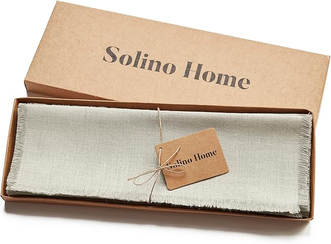 Solino Home Linen Natural Placemats Set of 4-100% Pure Linen Placemats 14 x 19 Inch for Spring, Easter - Fringe
