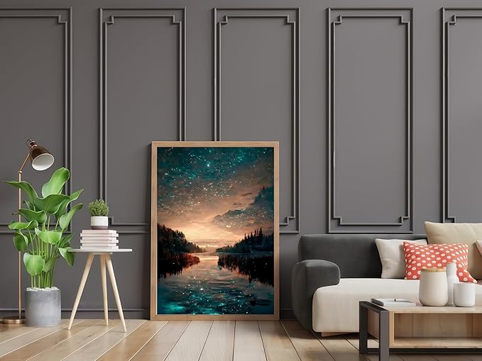Paint by Numbers Kit for Adults Beginner,Starry Sky River Forest Paint by Number Kits Canvas Without Framed,DIY Acrylic Oil Painting Adults Paint by Numbers Kits for Home Wall Decor 16x20 Inch