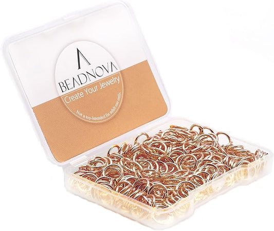 BEADNOVA 8mm Open Jump Rings Rose Gold Jump Rings for Jewelry Making and Keychains (300Pcs)