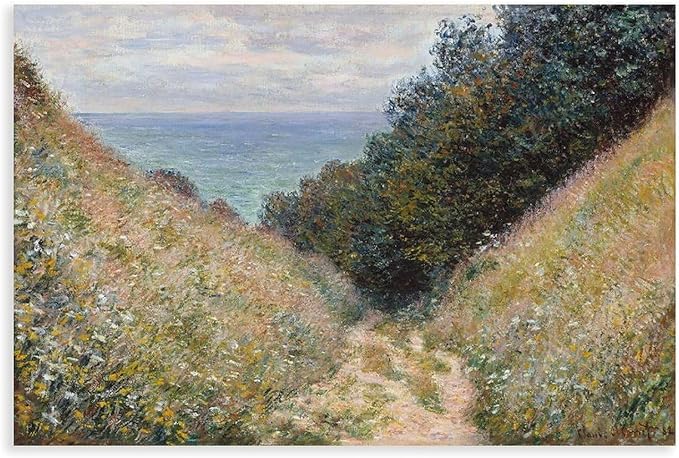 40+ Monet Famous Print Posters Road at La Cavée, Pourville by Claude Monet Impressionism Poster Print for Room Aesthetics Canvas Wall Art Print Unframe 16×24inch(40×60cm)