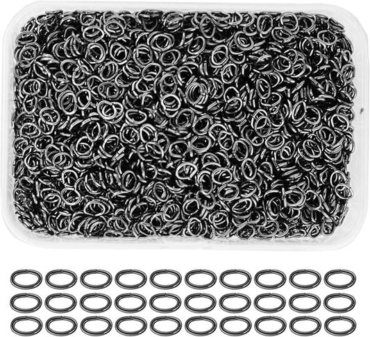 Mandala Crafts 1100 Pcs 7X5mm Gunmetal Oval Jump Rings - Nickel &, Easy to Use, Tarnish & Rust Resistant, Ideal for Jewelry Making & Crafting