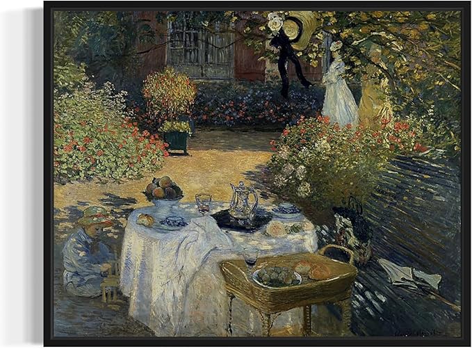 The Luncheon Claude Monet Wall Art Print Poster, Impressionist Painting Wall Art Wall Decor, for Bedroom and Living room Bathroom Decor 115 (The Luncheon, 11 x 14 inches, Black Frame)