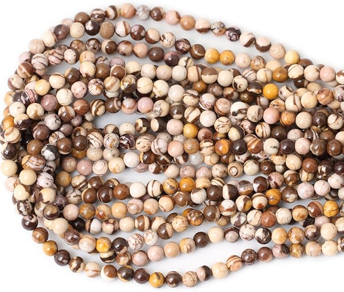 60PCS 6mm Natural Australian Zebra Gemstone Round Loose Beads Crystal Energy Stone for DIY Jewelry Making 1 Strand 15"