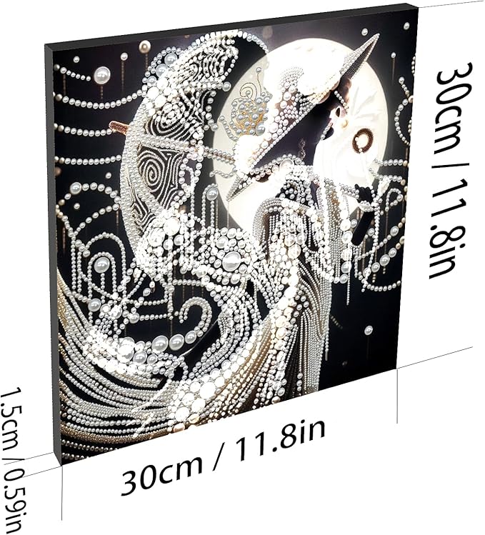 DIY Pearl Painting Kit with Wooden Frame, 3D Plastic Pearl Gemstone Ocean Art Craft for Adults Beginners, Diamond Art Kits for Adults, Home Wall Decor Ready Gift for Women(Umbrella Lady)(30 * 30cm)