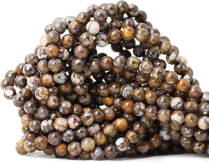 60PCS 6mm Natural Fire Lace Opal Round Loose Beads for Jewelry Making DIY Bracelet Necklace Materials 1 Strand 15"