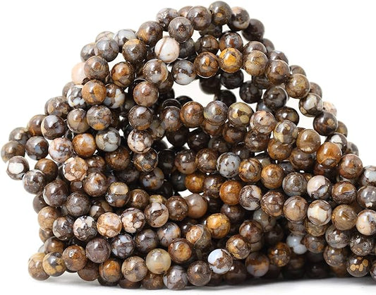 60PCS 6mm Natural Fire Lace Opal Round Loose Beads for Jewelry Making DIY Bracelet Necklace Materials 1 Strand 15"