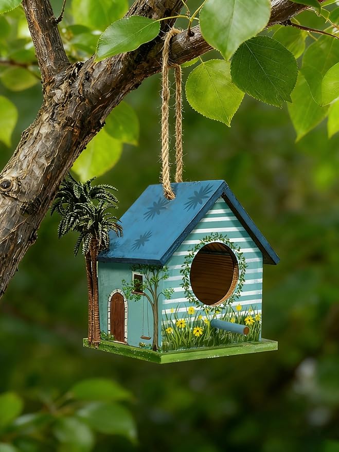 YUEYARIT Birdhouse Kit, 2 Sets of DIY Wooden Bird House Kits, Painting, Graffiti Woodworking Kits, Handcraft Bird Feeder Sets, Christmas Woodworking Kits Gifts
