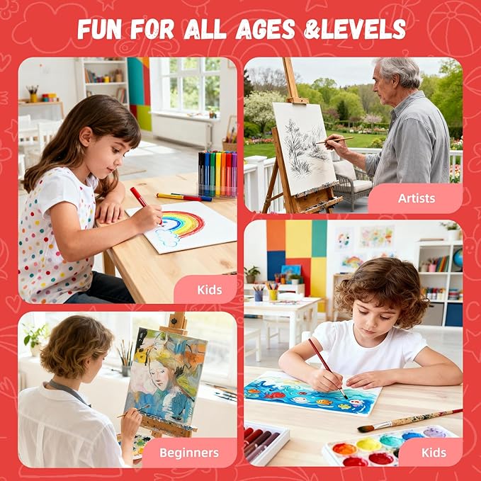 Simetufy 16 Pcs 4 Sizes Painting Canvas Boards 4 Each of 6x8, 8x10, 10x12, 12x16, 100% Cotton Blank Paint Canvas Panels for Oil Acrylic Watercolor, Acid-Free for Kids & Artists Gift