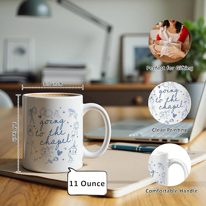Going to the Chapel Bride Mug 11 oz, Bride Gifts for Women, Bridal Shower Gifts Coffee Cups Ceramic, Future Mrs Gift Ceramic Mug for Coffee Tea Hot Cocoa Home Office Work