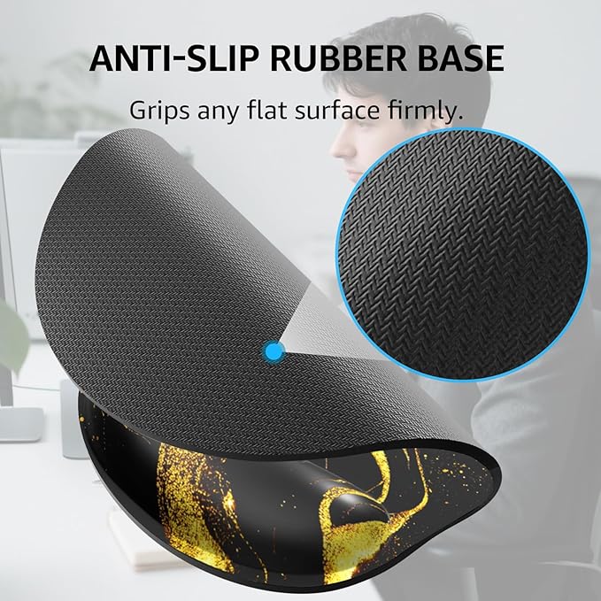 KTRIO Ergonomic Keyboard Wrist Rest, Memory Foam Mouse Pad with Wrist Rest for Computer Keyboard, Mouse Pad Set for Easy Typing & Pain Relief for Office & Home, Black Gold