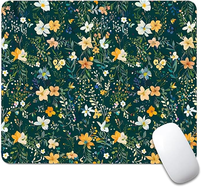 Square Mouse Pad Wild Flower 1, Personalized Premium-Textured Custom Mouse Mat Design, Washable Mousepad Cloth, Non-Slip Rubber Base Computer Mouse Pads for Wireless Mouse