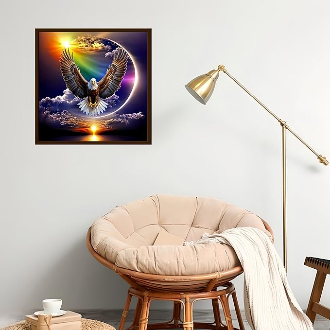 GXGLLPZBY Diamond Art Kits for Beginners,Eagle with Sunset Sky Diamond Painting Kits for Adult, 5D DIY Full Drill Paint by Diamonds Dot Gem Art Painting Kits,for Home Wall Decor 13.8X13.8inch