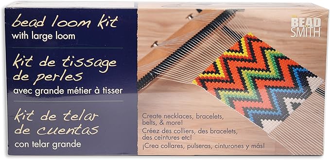 The Beadsmith Extra Wide Metal Bead Loom Kit, Includes Extra Wide Loom (14.5" x 6" x 8.5"), Thread, Needles, and 36 Grams Glass Beads for Bracelets, Necklaces, Belts, and More