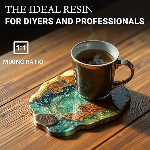 Ultra Heat Resistant Epoxy Resin 1 Gallon, 1:1 AB Mixing Resin Kit 195℉ Heat Distortion Temperature Epoxy Kit for Surface Coating, DIY Coasters, Trays, and Crafts