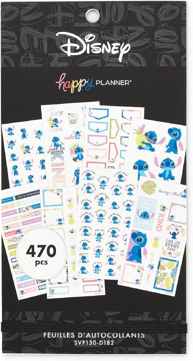 Happy Planner Disney Stickers, Aloha Stitch–Theme Stickers, Planner Accessories, Sticker Set for Calendars and More, Exclusively Sold on Amazon, 30 Sheets