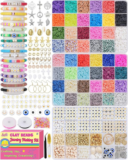 LovelyMoon Clay Beads Bracelet Making kit (48 Colors)