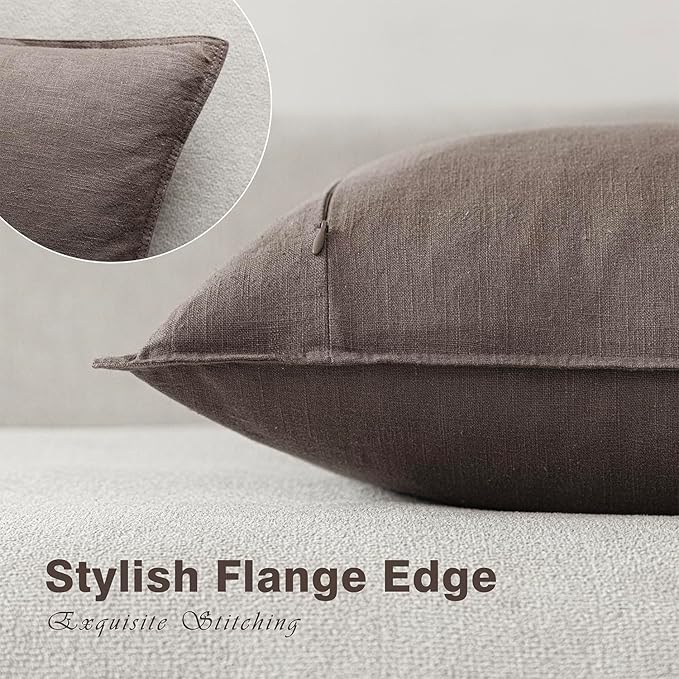 Foindtower Set of 2, Decorative Linen Soild Throw Pillow Covers Soft Accent Euro Cushion Case Farmhouse Neutral Pillowcase for Chair Couch Sofa Bedroom Living Room Home Decor 20 x 20 Inch Light coffee