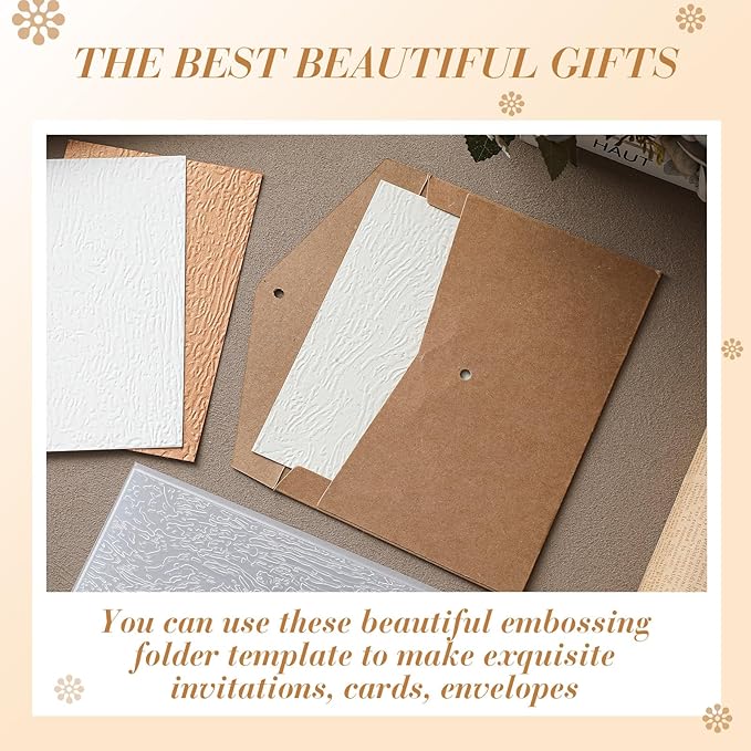 Geiserailie 1 Pcs Embossing Folders Embossing Machine Template Paper Card Folders for Christmas Card Making DIY Flower Scrapbook Photo Album Craft Decoration 5.9 x 4.1 Inch (Wood Grain Style)