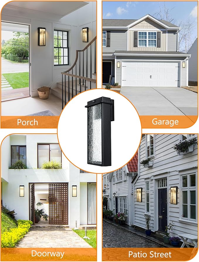 PARTPHONER Outdoor Light Fixture Wall Light, Dusk to Dawn Outdoor Lighting Anti-Rust Wall Lantern Outside Wall Sconce, Integrated LED Porch Light for Garage Patio Doorway