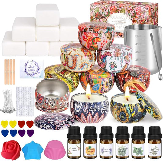 Trulloyoo Candle Making Kit for Adult, DIY Candle Making Supplies Include Soy Wax, Wicks, Candle Tins, Essential Oils, Dyes, DIY Arts & Crafts Gift for Kids, Beginners, Adults