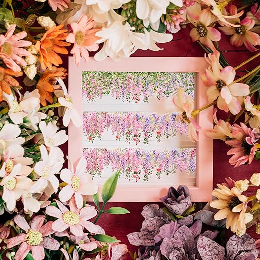 Floral Washi Tape, 3 Rolls Washi Tape Stickers, Pet Decorative Tapes Stickers, 50mm Wide Self Adhesive Green Leaf Rose Vine for Scrapbook Journal Craft