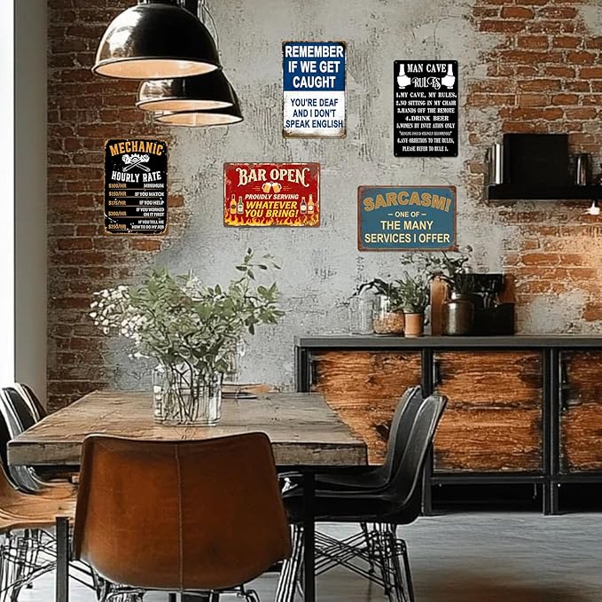 Garage Signs Mechanic Gifts for Men Man Cave Decor Work Shop Accessories Mechanic Hourly Rate Metal Tin Sign Vintage Garage Poster Car Wall Art Funny Mechanics Gifts 8x12 Inch