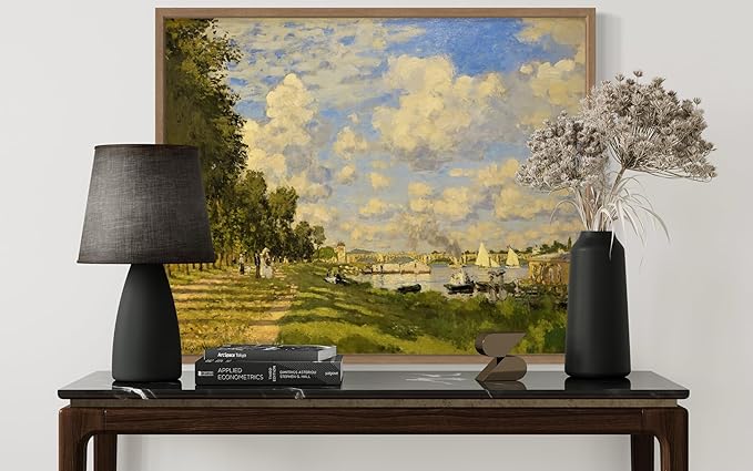 The Basin at Argenteuil Claude Monet Wall Art Print Poster, Impressionist Painting Wall Art Wall Decor, for Bedroom and Living room Bathroom Decor 115 (The Basin at Argenteuil, 11 x 14 inches, Wood Frame)