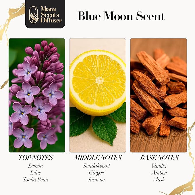 Blue Moon Scent Inspired by Shangri-La Hotel 17 Fl Oz - 500 ml Essential Oils Aroma for Home Office Diffuser Luxury Fragance Refill Aromatherapy Fresh Natural Blend of Lemon, Lilac and Sandalwood.