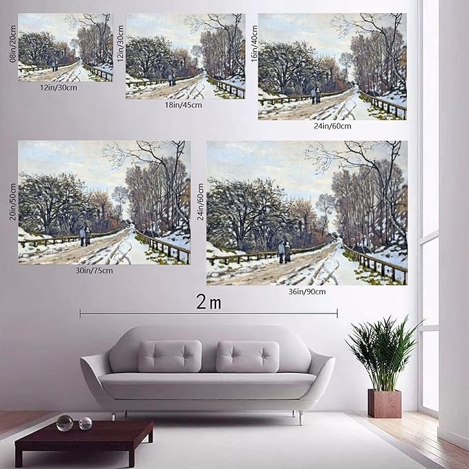40+ Monet Famous Print Posters The Road to The Farm of Saint-Simeon by Claude Monet Impressionism Canvas Posters Print Wall Art Bedroom Office Room Decor Gift Unframe 20×30inch(50×75cm)