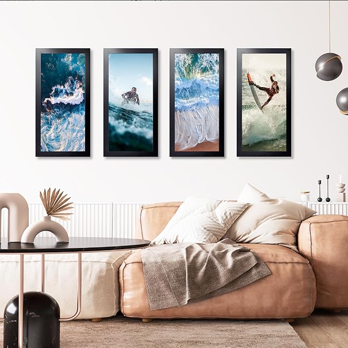 KTKDE 14x24 Studio Gallery-3 pack, 24x14 Poster Black Frame Wooden, Vertical & Horizontal Wall Hanging Picture Frame for Photos, Posters & Art Prints