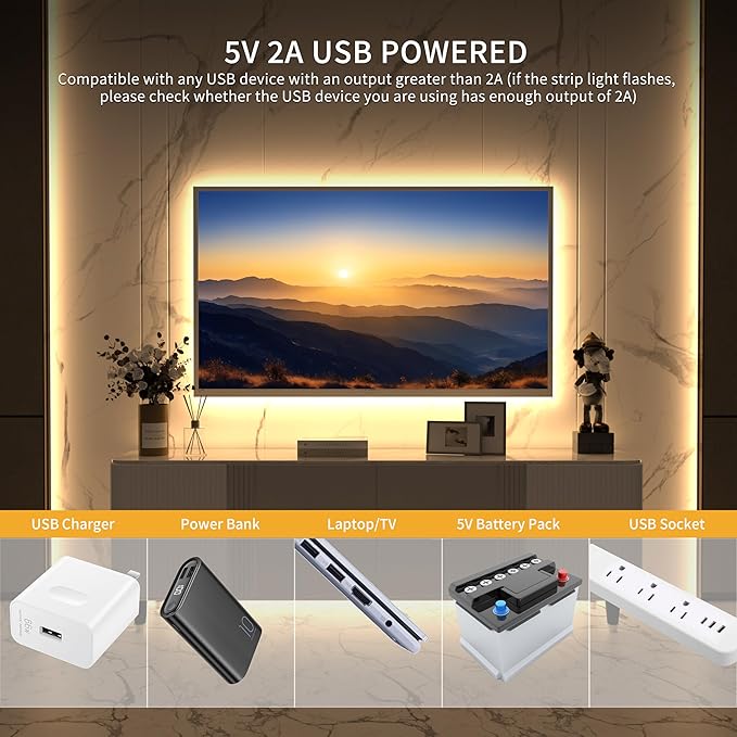 PAUTIX 5V USB COB LED Strip Lights with RF Remote,Dotless LED Lights 2700K-6500K CCT Tunable White Dimmable 6.56ft TV Backlight,Flexible Under Cabinet Tape Light for Bedroom,Kitchen,Shelf DIY Lighting