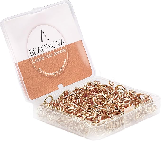 BEADNOVA 10mm Jump Rings Rose Gold Jewelry Jump Rings for Jewelry Making Accessories Makings for Keychains (300Pcs)